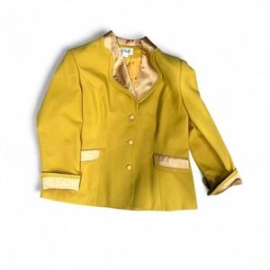 Women's oversized retro career jacket with amazing buttons, mustard fall color